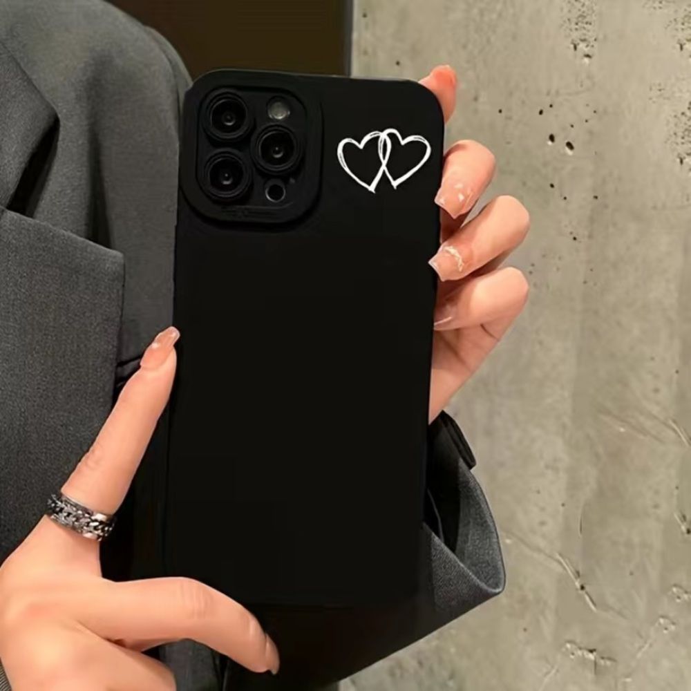 Black Heart Pattern Shockproof iPhone 14 pro Max Case